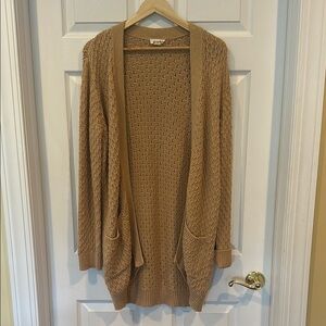 Pact Tan Cable Knit Cardigan Sweater